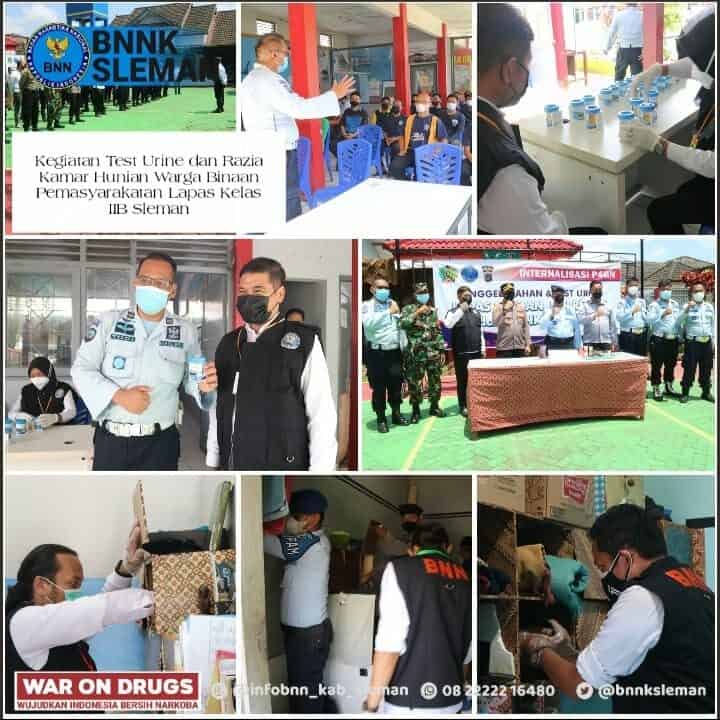 Test Urine Narkotika dan Razia Kamar Hunian Warga Binaan Pemasyarakatan di Lapas Kelas IIB Sleman