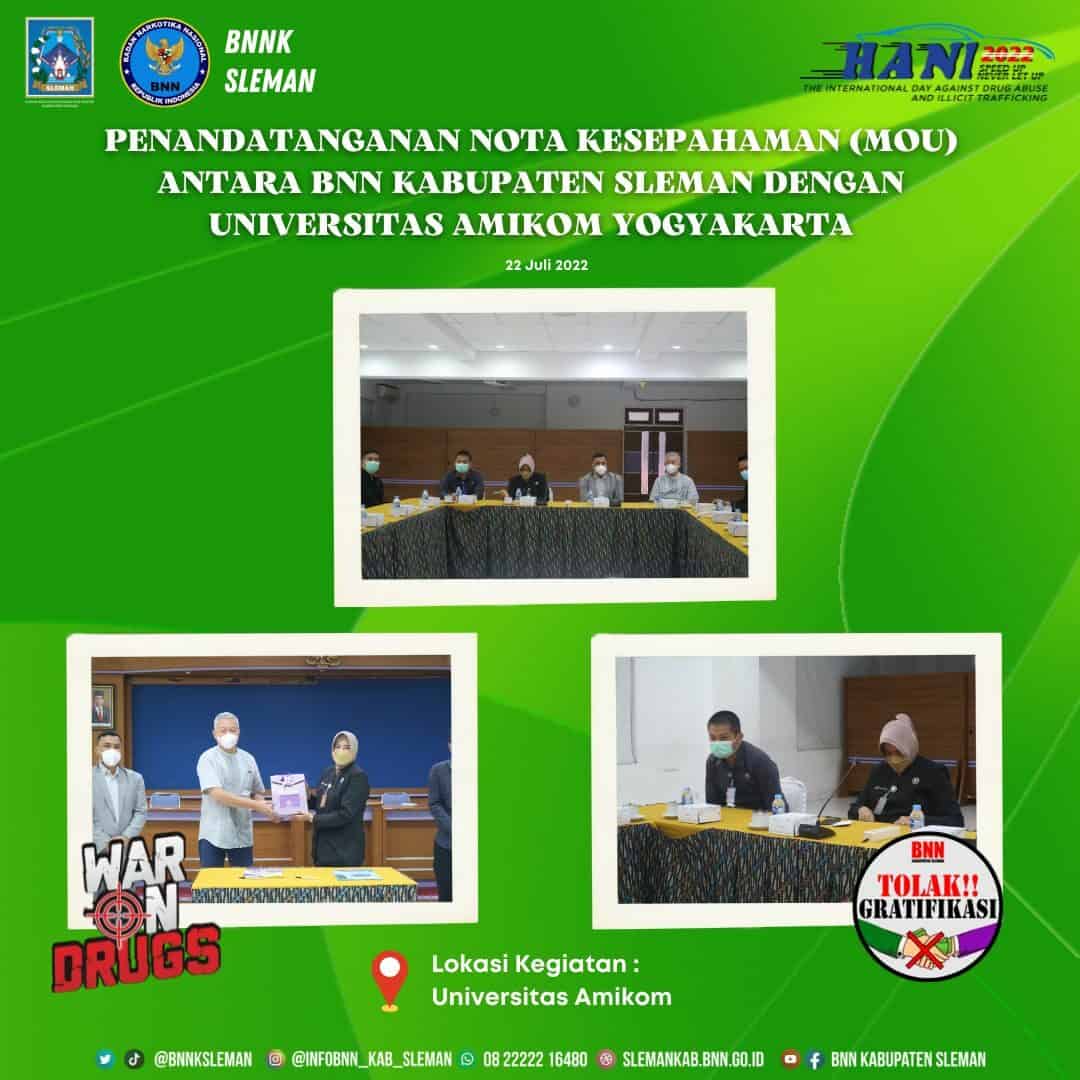 Penandatanganan Nota Kesepahaman P4GN Antara BNN Kabupaten Sleman Dengan Universitas Amikom Yogyakarta Penandatanganan Nota Kesepahaman P4GN Antara BNN Kabupaten Sleman Dengan Universitas Amikom Yogyakarta
