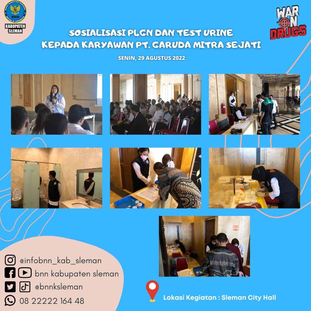 PT. Garuda Mitra Sejati Gandeng BNNK Sleman Adakan Sosialisasi P4GN dan Tes Urin Bagi Karyawan PT. Garuda Mitra Sejati Gandeng BNNK Sleman Adakan Sosialisasi P4GN dan Tes Urin Bagi Karyawan