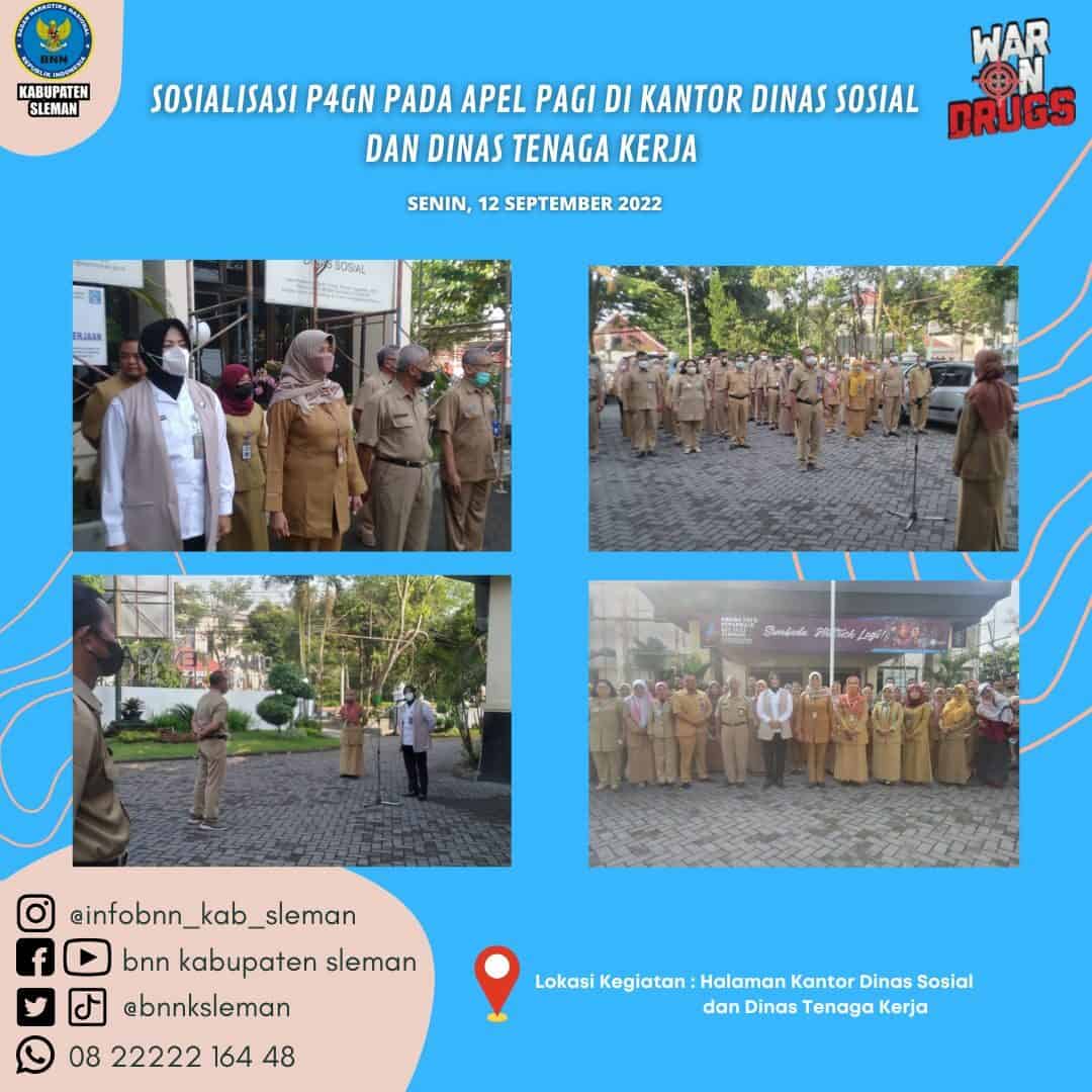 Apel Pegawai Dinas Sosial dan Dinas Tenaga Kerja Kabupaten Sleman Diisi Dengan Sosialisasi P4GN Sosialisasi P4GN Pada Apel Pagi Kantor Dinas Sosial Dan Dinas Tenaga Kerja Kab.Sleman