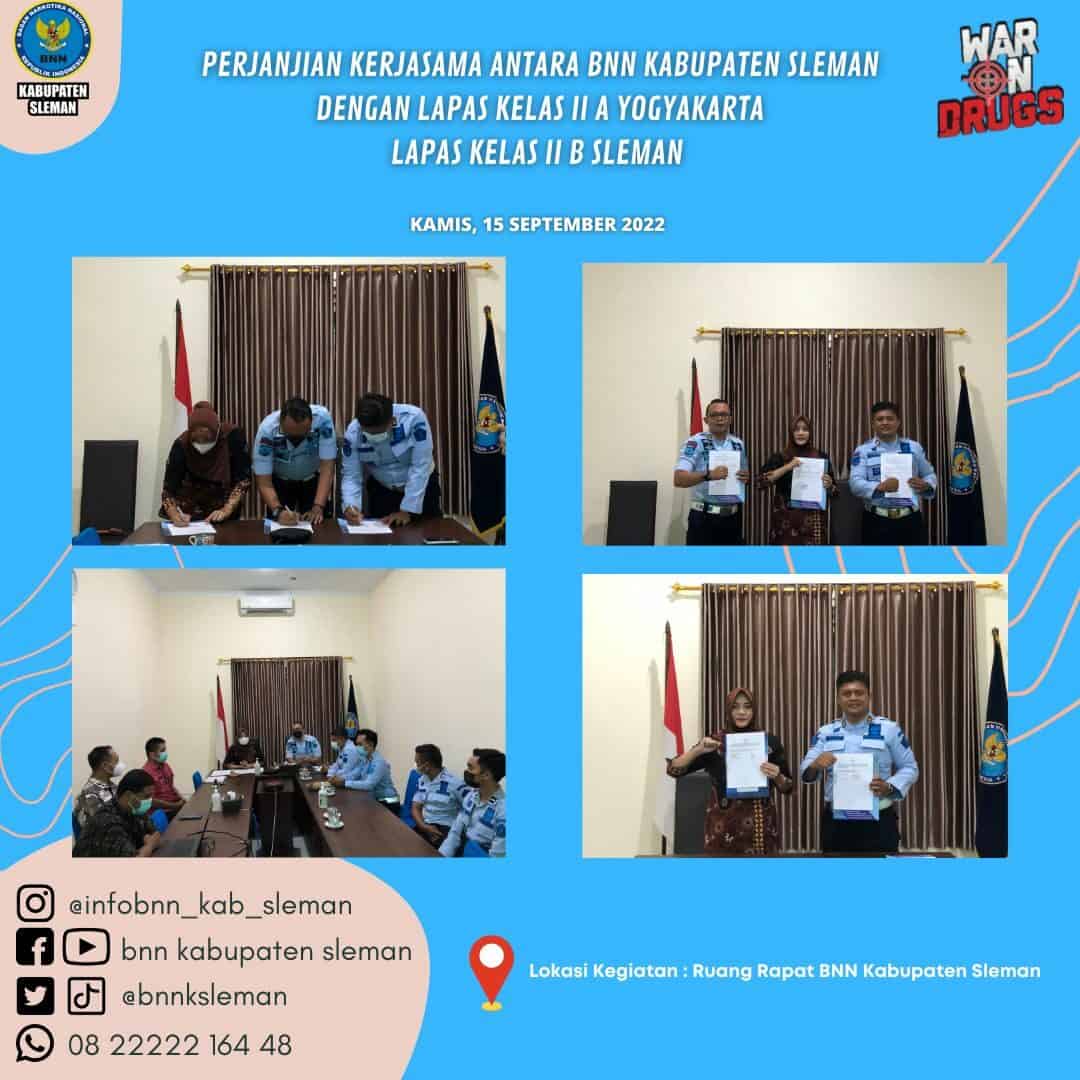 Lapas II-A Narkotika Yogyakarta dan Lapas II-B Sleman Tandatangani MoU P4GN Dengan BNNK Sleman Lapas II-A Narkotika Yogyakarta dan Lapas II-B Sleman Tandatangani MoU P4GN Dengan BNNK Sleman