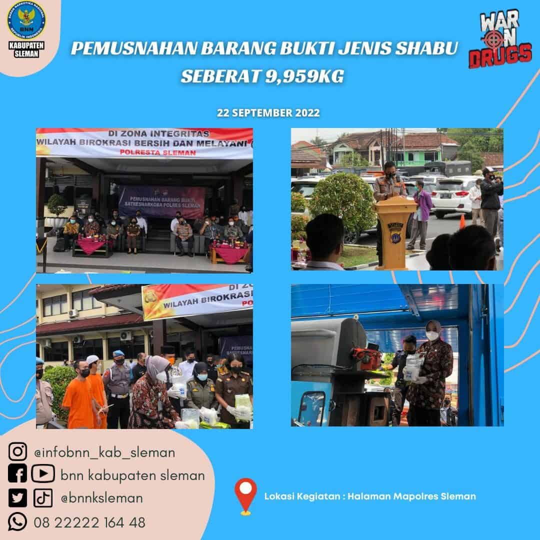 Pemusnahan Barang Bukti Jenis Narkotika di Polres Sleman