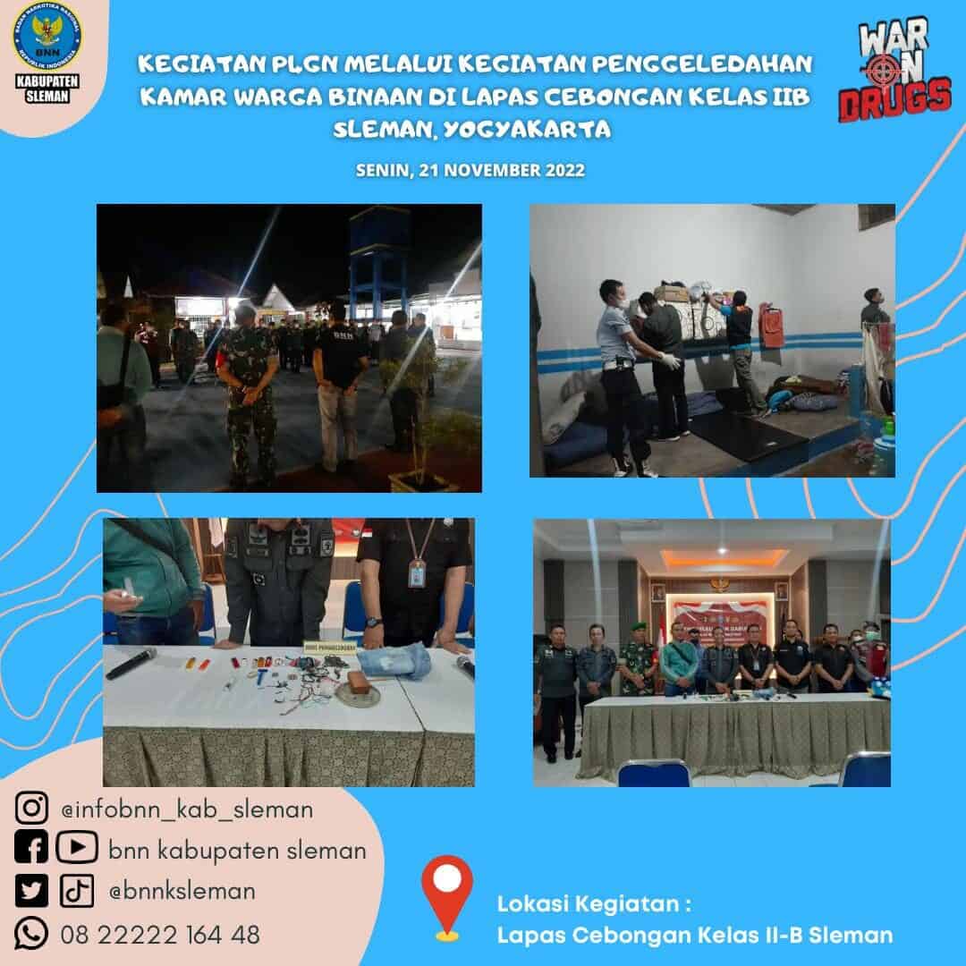 Geledah Kamar WBP Lapas II-B Sleman, Petugas Gabungan Tidak Temukan Barang Jenis Narkotika