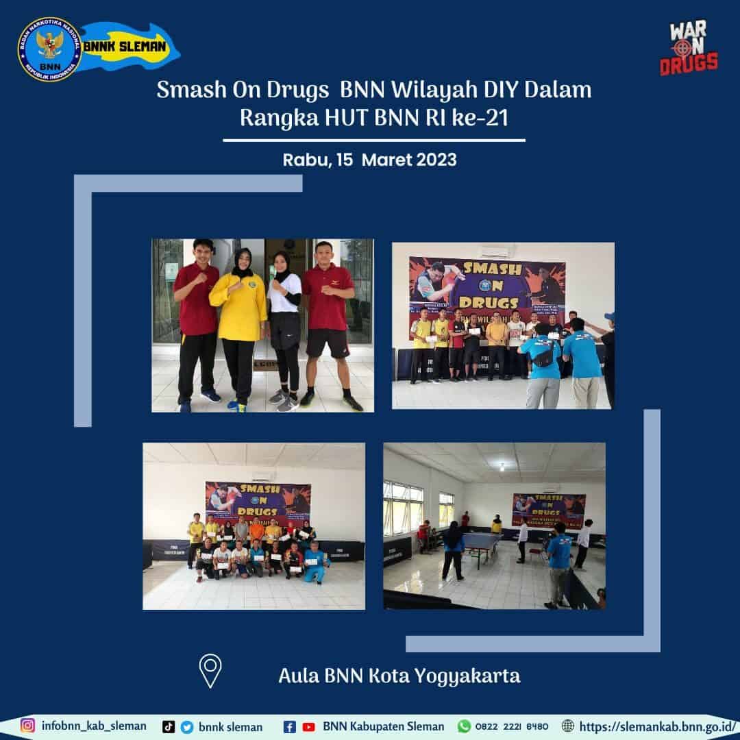 Tunggal Putra dan Ganda Putra Tenis Meja BNNK Sleman Juarai Smash On Drugs di BNNP DIY