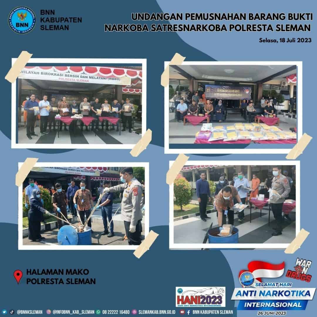 Pemusnahan Barang Bukti Narkoba di Polresta Sleman Pemusnahan Barang Bukti Narkoba di Polresta Sleman